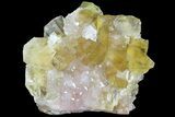 Lustrous Yellow Cubic Fluorite/Quartz Crystal Cluster - Morocco #84288-1